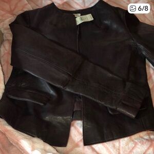 LOFT Women's Leather Jacket in Rich Brown